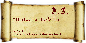 Mihalovics Beáta névjegykártya