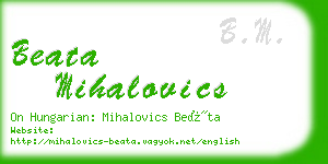 beata mihalovics business card